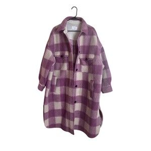 Isabel Marant Etoile Overshirt Coat Jacket Womens M Purple Plaid Button